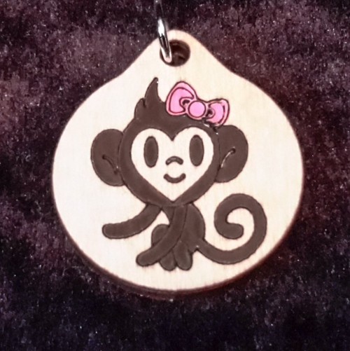 Monkey Girl Wooden Necklace and Pendant