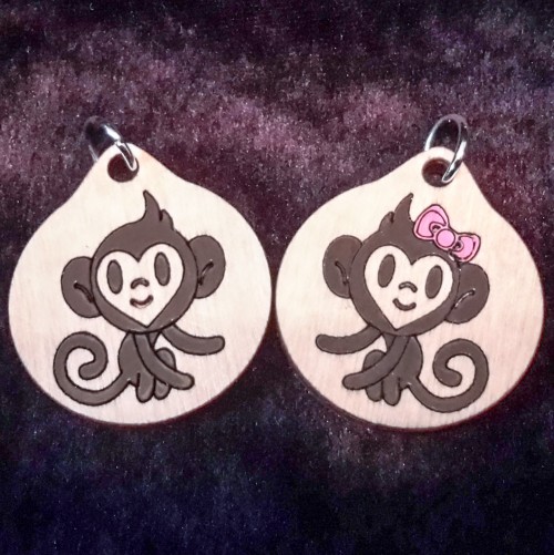 Monkey Boy and Girl Wooden Necklaces and Pendants
