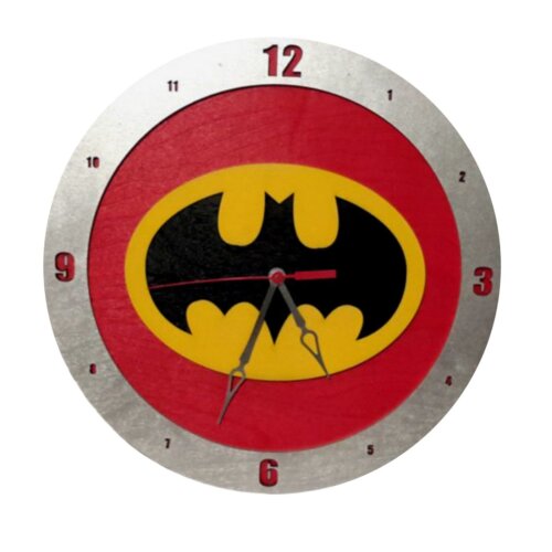 Batman Clock on Red Background