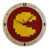 8Bit Pacman Clock on Red Background