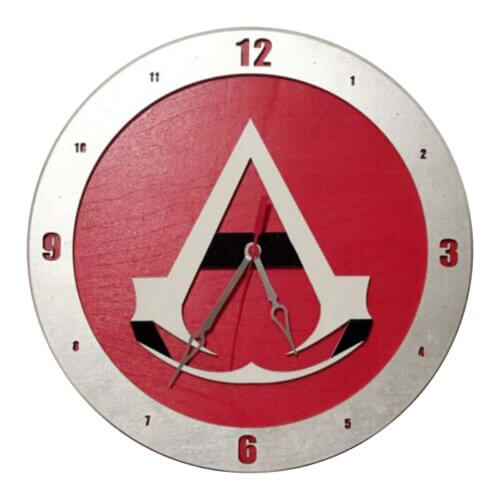 Assassin Creed Clock on Red Background