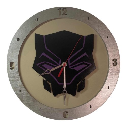 Black Panther Clock on Beige Background