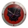 Black Panther Clock on Red Background