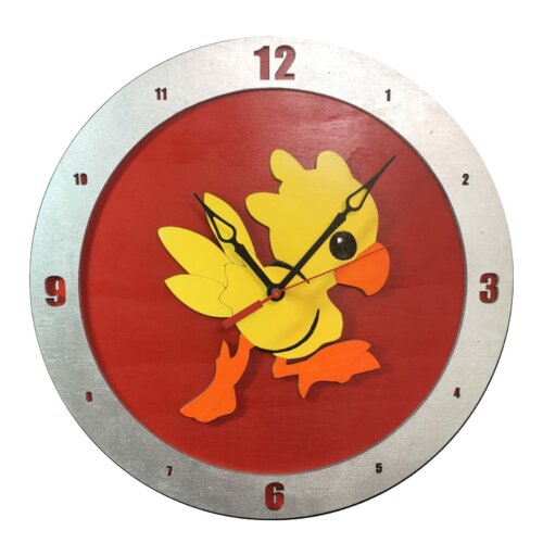 Chocobo Clock on Red Background