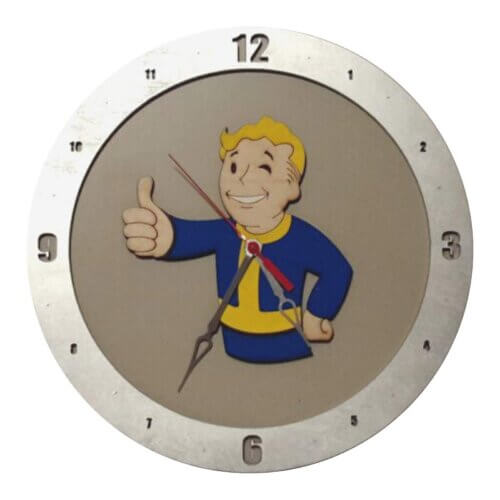 Fallout Vault Boy Clock on Beige Background