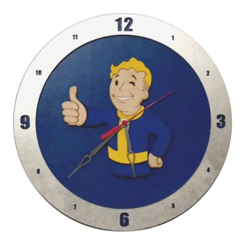 Fallout Vault Boy Clock on Blue Background