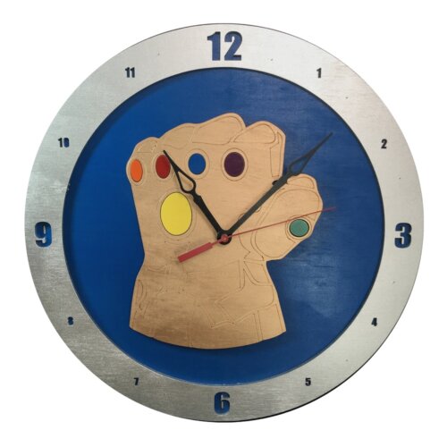 Infinity Gauntlet Clock on Blue background