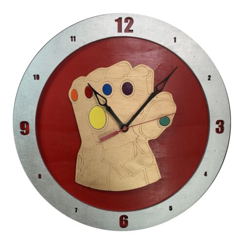 Infinity Gauntlet Clock on Red background