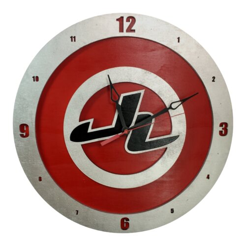 Justice League Clock on Red background