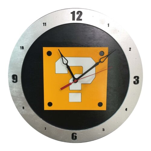 Mario Question Clock on Black Background