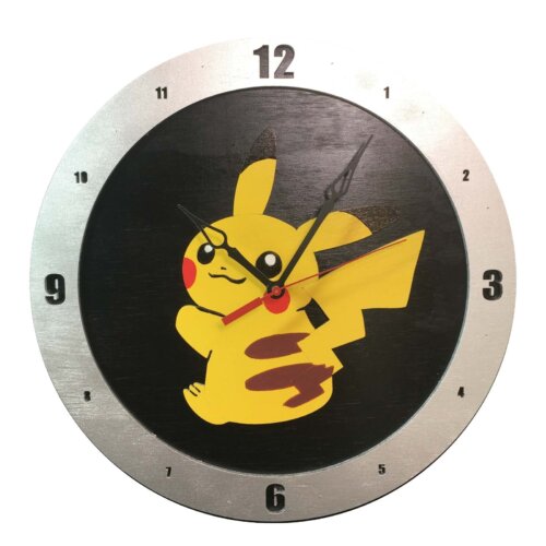 Pikachu Clock on Black Background