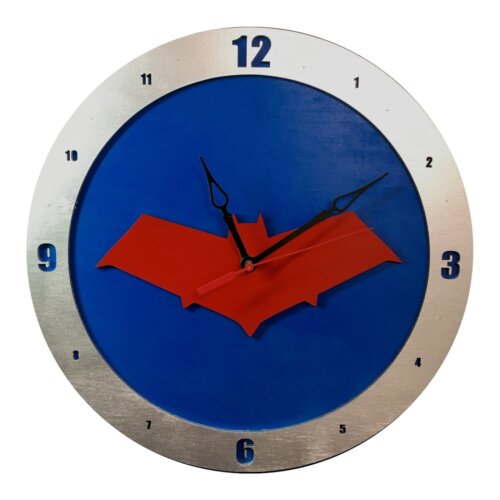 Red Hood Clock on Blue background