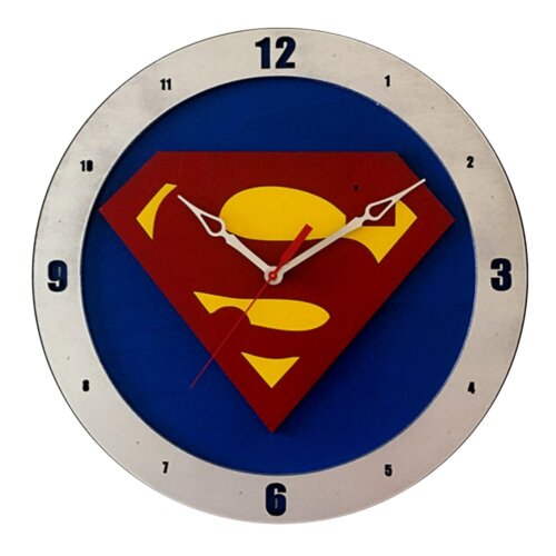 Superman Clock on Blue background