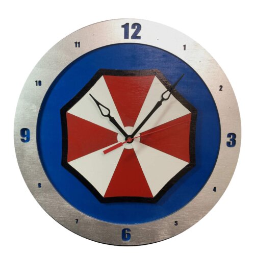 Umbrella Corp Clock on Blue Background