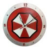 Umbrella Corp Clock on Red Background