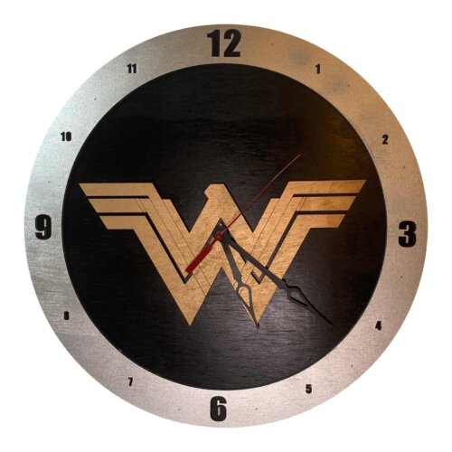 Wonder Woman Movie Inspired Clock on Black Background