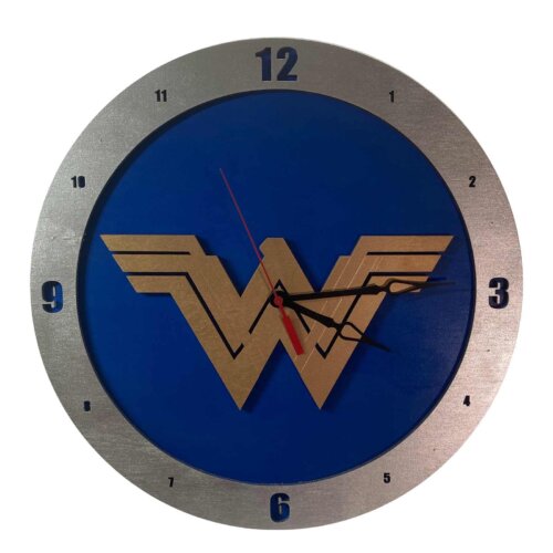 Wonder Woman Movie Inspired Clock on Blue Background