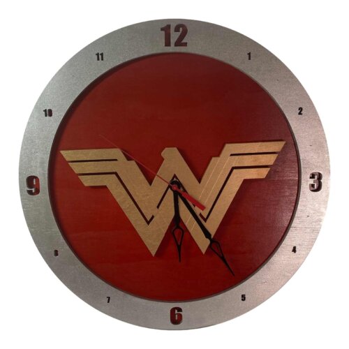 Wonder Woman Movie Inspired Clock on Red Background