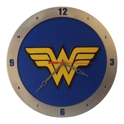 Wonder Woman Comic Book Inspired Clock on Blue Background