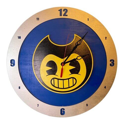 Bendy and the Ink Machine Clock on Blue Background