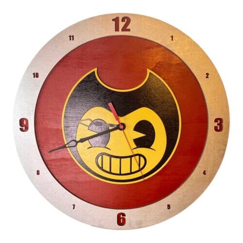Bendy and the Ink Machine Clock on Red Background