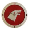 Dire Wolf Game of Thrones Clock on Red Background