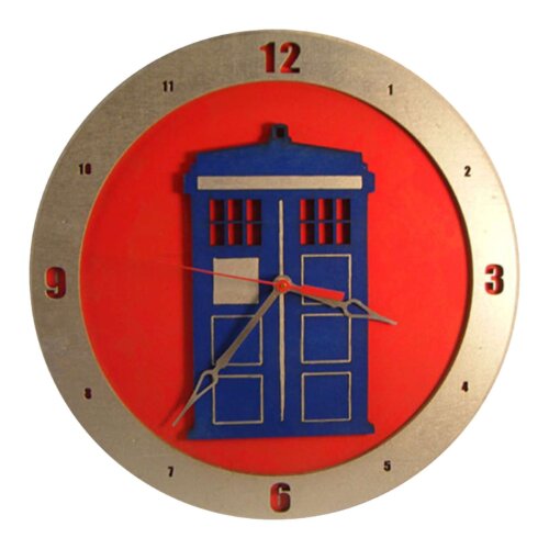 Dr Who Tardis Clock on Red Background