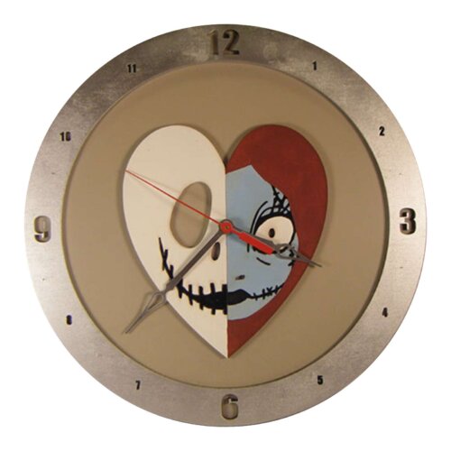 Jack and Sally Heart Clock on Beige Background