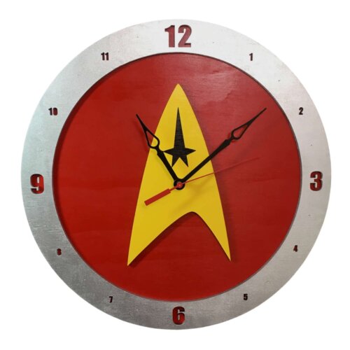 Star Trek Clock on Red Background