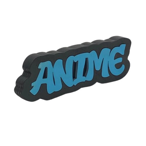 Anime Graffiti style free standing block words side view
