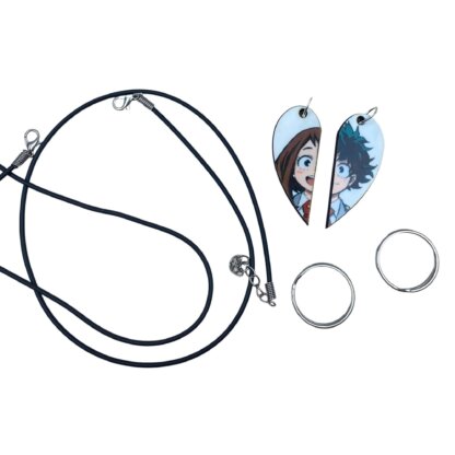 My Hero Academia Matching Heart Pendants w Necklaces and Keyrings