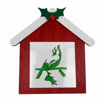 Cardinal in House Christmas Signs on Easel