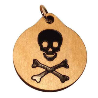 Skull and Bones Wood Necklace and or Keyring