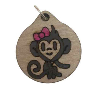 Girl Monkey Wood Necklace and or Keyring