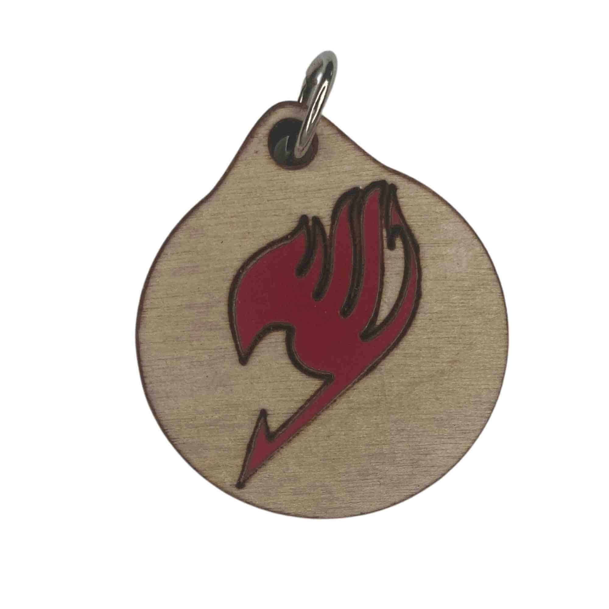 Fairy Tail Wood Necklace, Colored Pendant or Key Ring