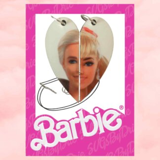 Barbie and Ken Matching Heart Necklaces or Key Rings. Barbie couples necklace