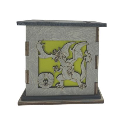 Pokemon handmade 5 inch cubed box. Cut through wood with transparent colored paper to light up the box.