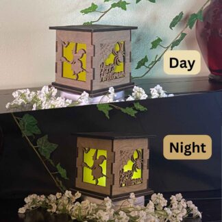 Handmade wooden 5 inch cube light up boxes.  Perfect for gifts.  Light shines through to illuminate.