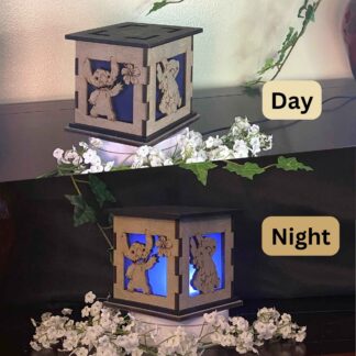 Lilo and Stitch Wooden 5" Light Up Gift Box that is cut through on two sides with colored filter to light up as it gets dark.