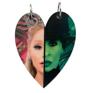 Wicked heart pendant featuring Elphaba and Glinda – includes cords and key rings – handmade by AllTru2U
