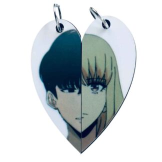 Solo Leveling heart pendant with Sung Jin-Woo and Cha Hae-In from AllTru2U – includes cords and key rings